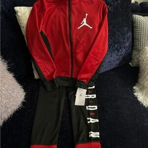 Jordan Kids Red and Black Sweatpants Set